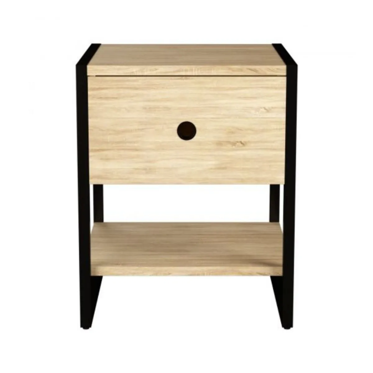 TODODESCUENTO - Velador Industrial 1 Cajón- Café y Negro