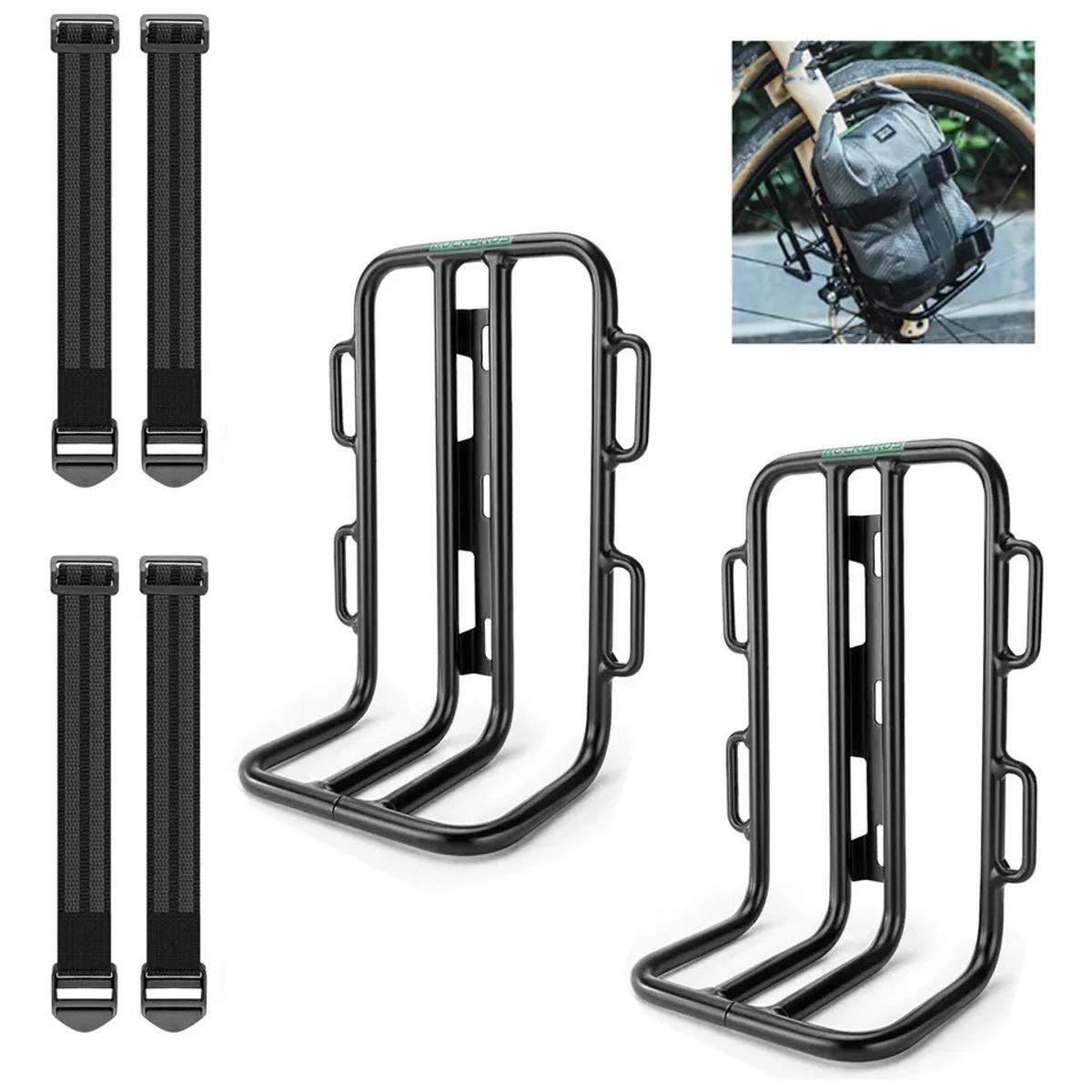 ROCKBROS - Pack 2 Portaequipaje Frontal Horquilla Bicicleta Rockbros