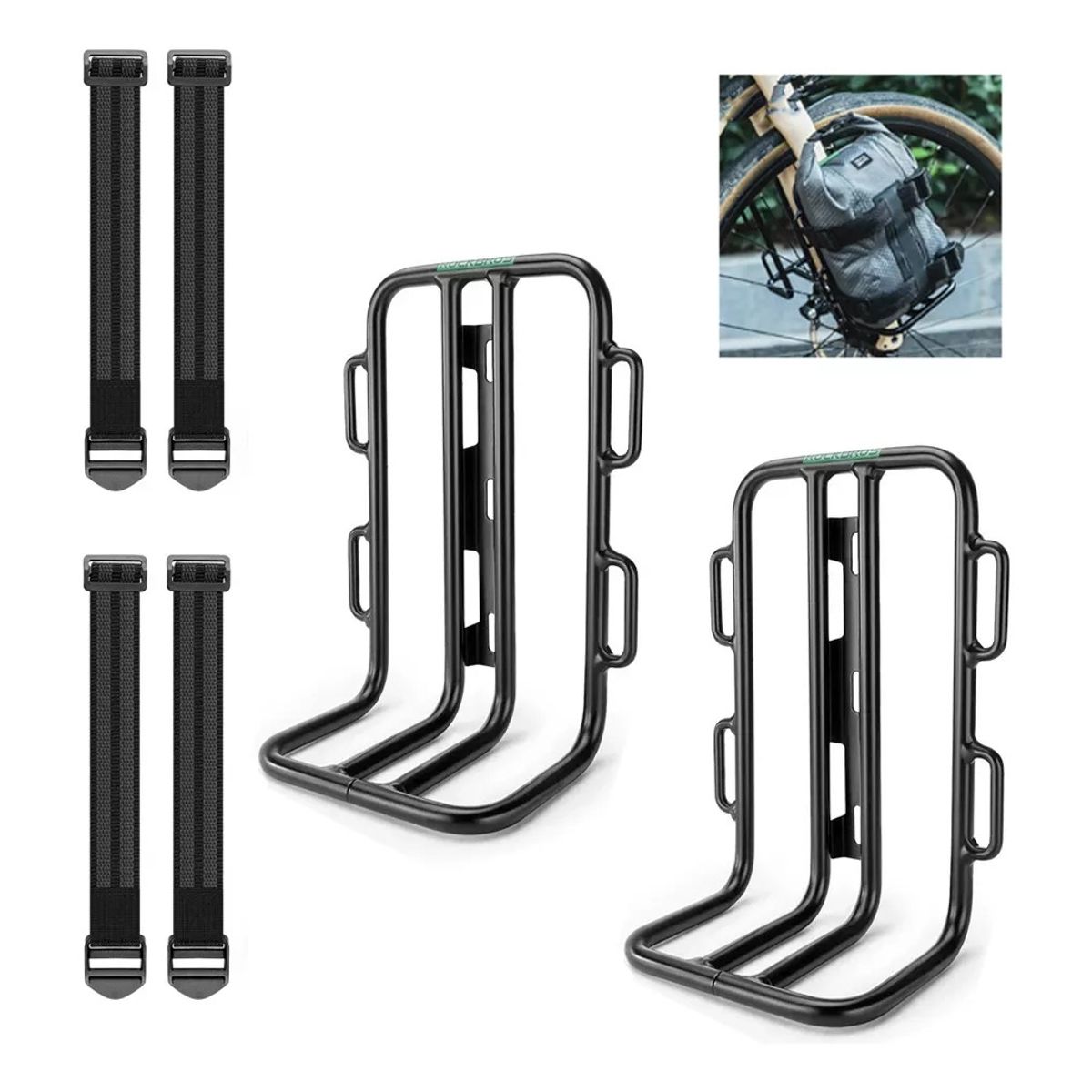 ROCKBROS - Pack 2 Portaequipaje Frontal Horquilla Bicicleta Rockbros