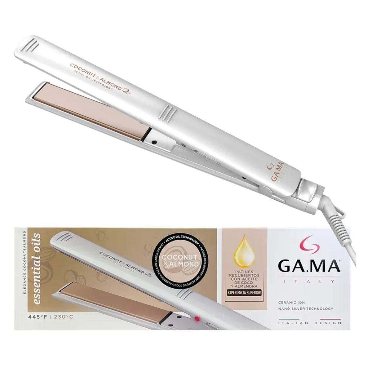 GAMA - Plancha Alisadora Elegance Coconut Almond Gama Protege 230° Nutre