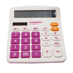 PACIFIC - Calculadora Electrónica Pantalla Lcd De 12 Dígitos Rosa - SC