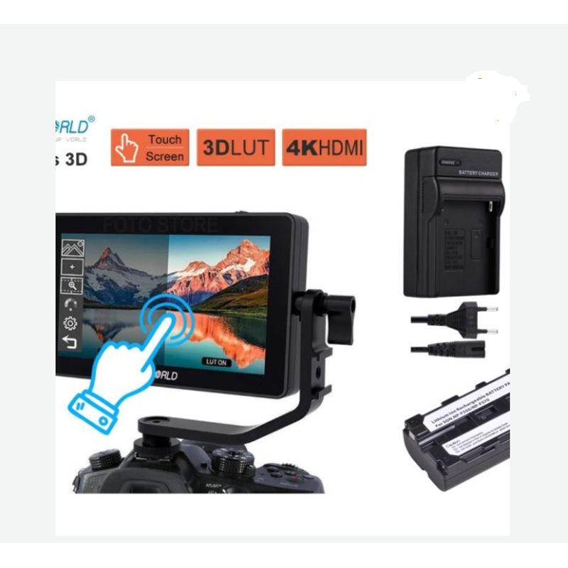GENERICO - KIT MONITOR FEELWORLD F6 PLUS 6 PULGADAS+CARGADOR+BATERÍA NP-F550