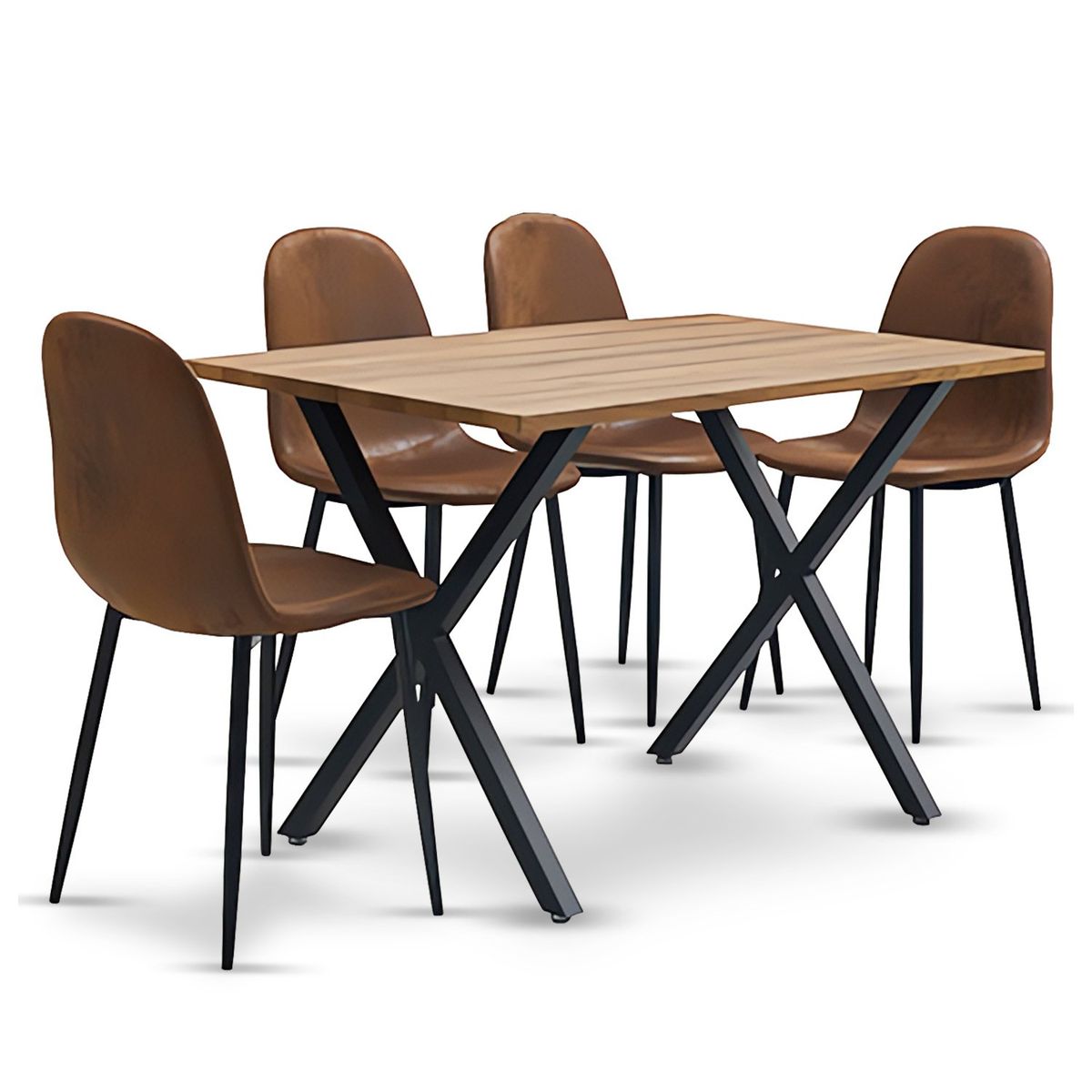 NOVAHUS - Comedor Hudson  Mesa 75X70X120 4 Sillas Pu Café.