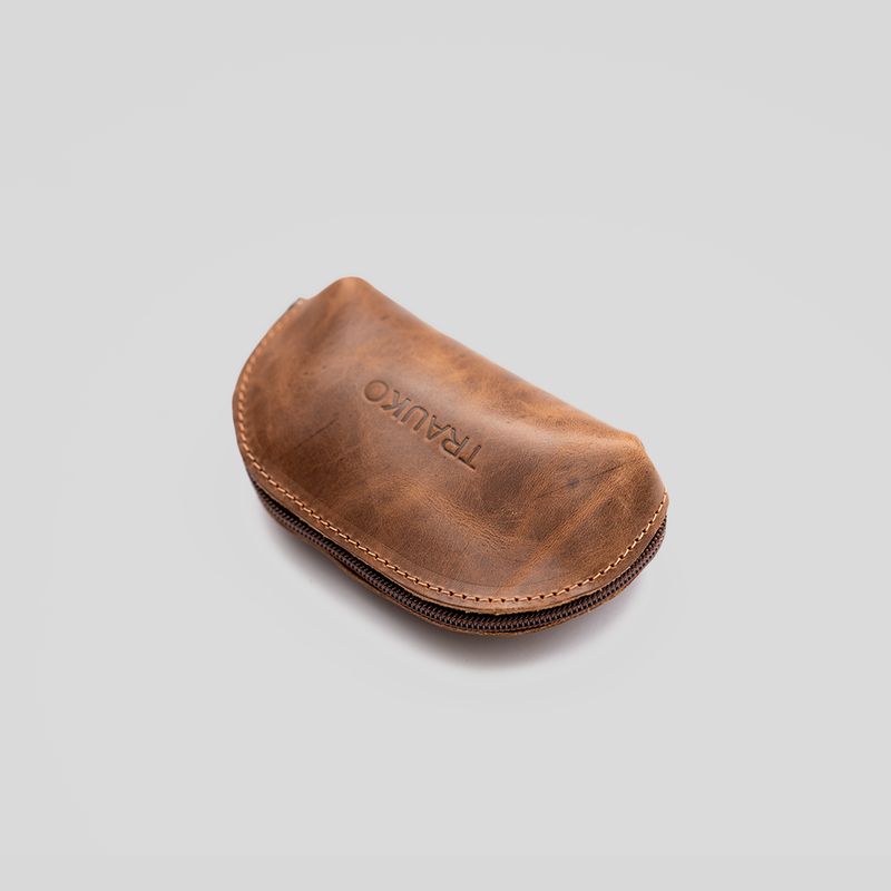 TRAUKO - Monedero Unisex Cuero Café Trauko
