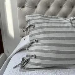 CASA CECILIA - Funda de Cojín 50x90 Paula Rayas Gris Claro