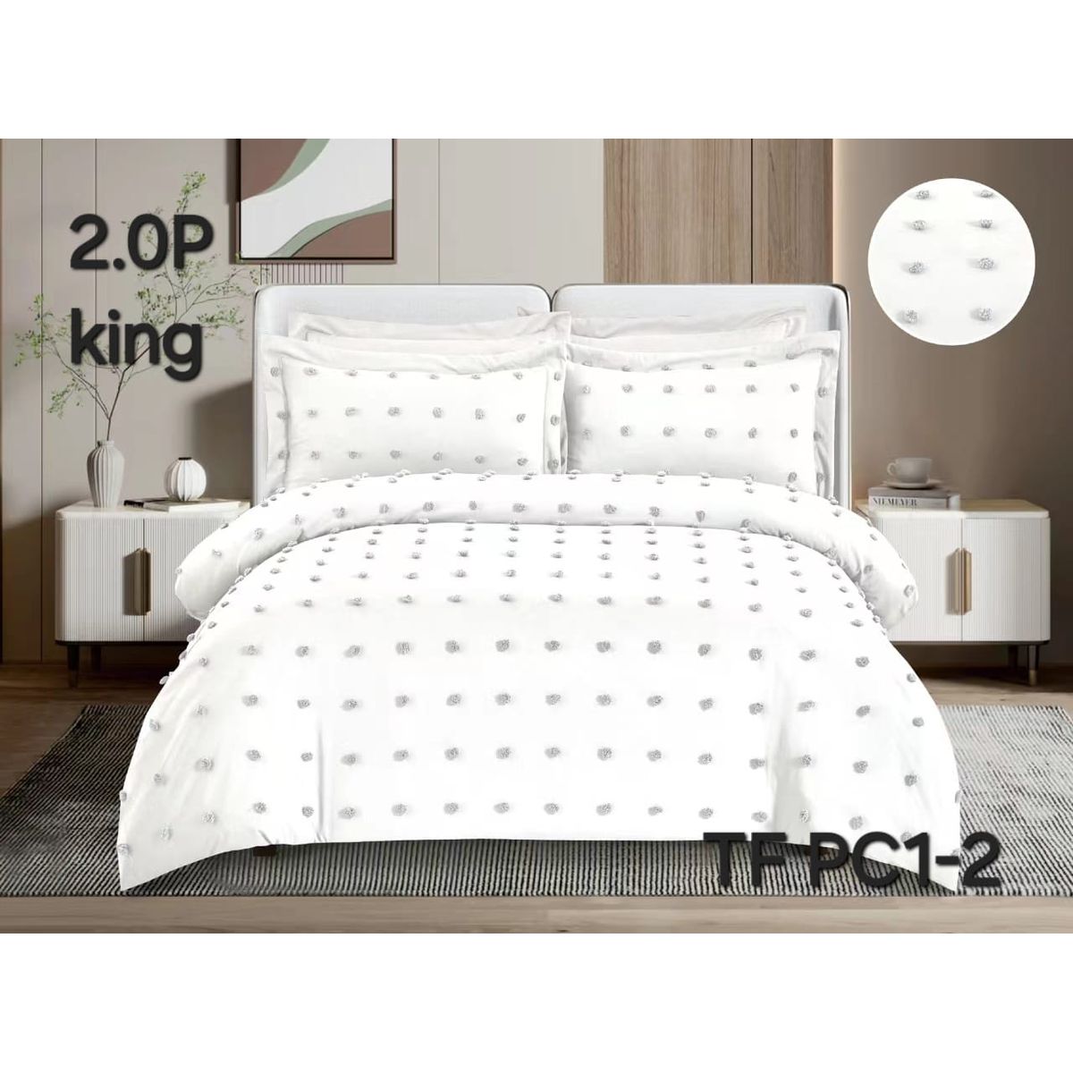 GENERICO - Cubrecama Quilt Tipo Algodón Liviano 2 plazas Blanco