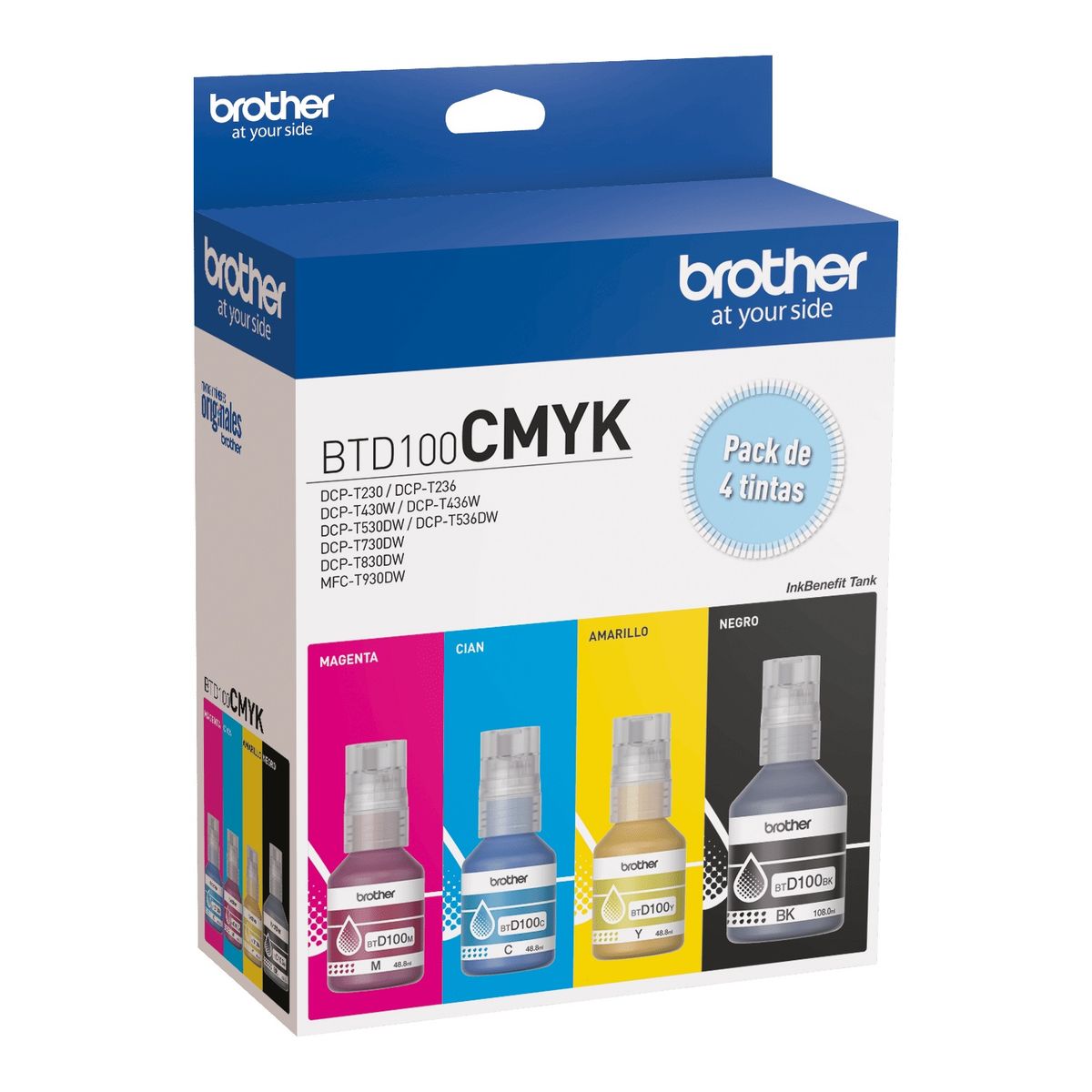 BROTHER - Pack de Tintas Brother BTD100 Cian Magenta Amarillo Negro