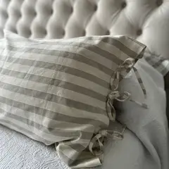 CASA CECILIA - Funda de Cojín 50x90 Paula Rayas Beige Claro