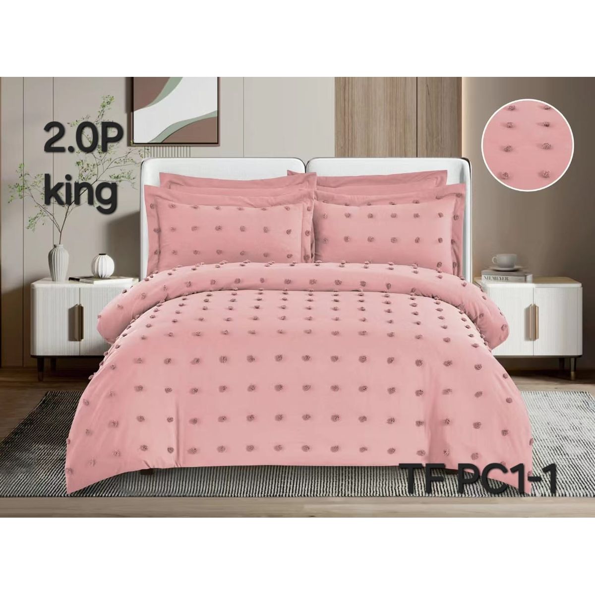 GENERICO - Cubrecama Quilt Tipo Algodón Liviano 2 plazas Rosa