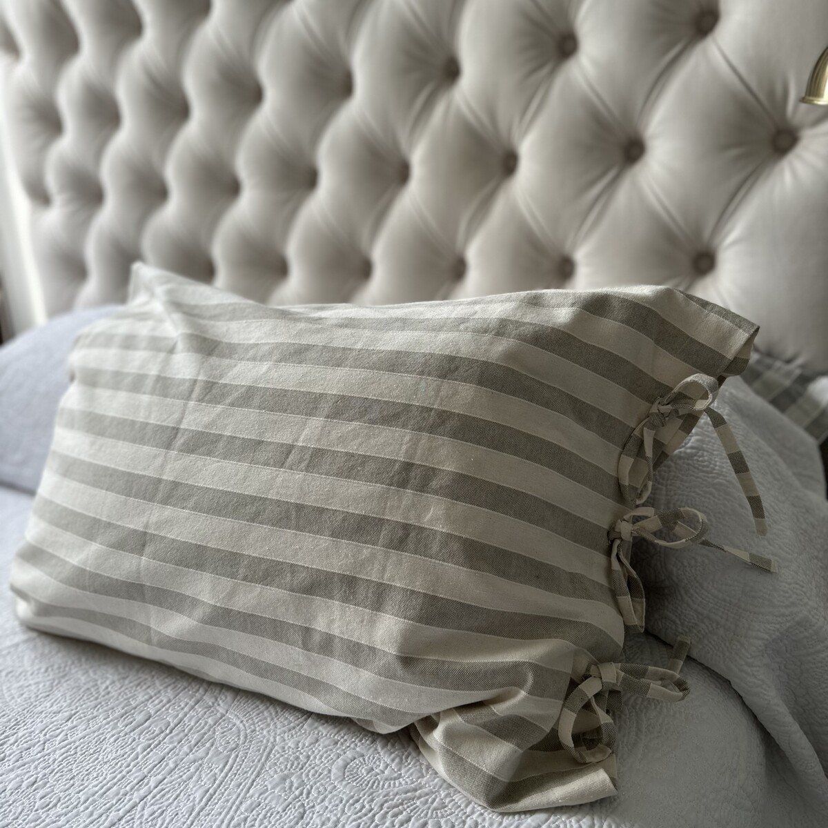CASA CECILIA - Funda de Cojín 50x70 Paula Rayas Beige Claro Casa Cecilia