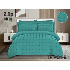 GENERICO - Cubrecama Quilt Tipo Algodón Liviano 2 plazas Turquesa