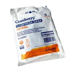 CRANBERRY - Compresa de Gasa 45x45 estéril cinta radiopaca 2 unidades