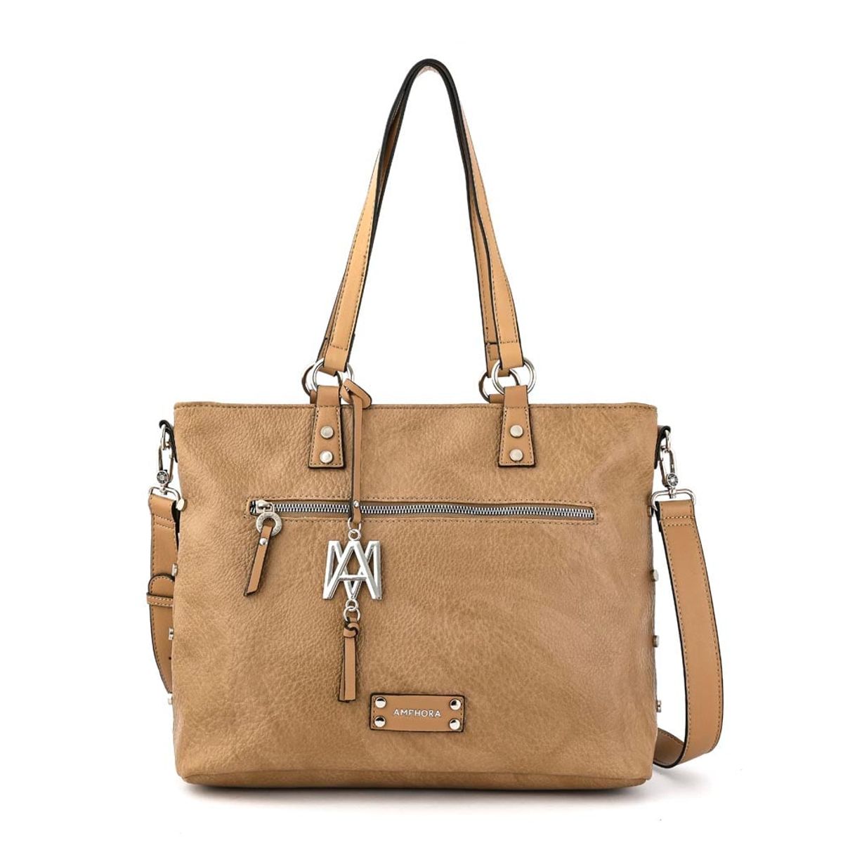 AMPHORA - Cartera tote porta notebook donatela mediana beige oscuro