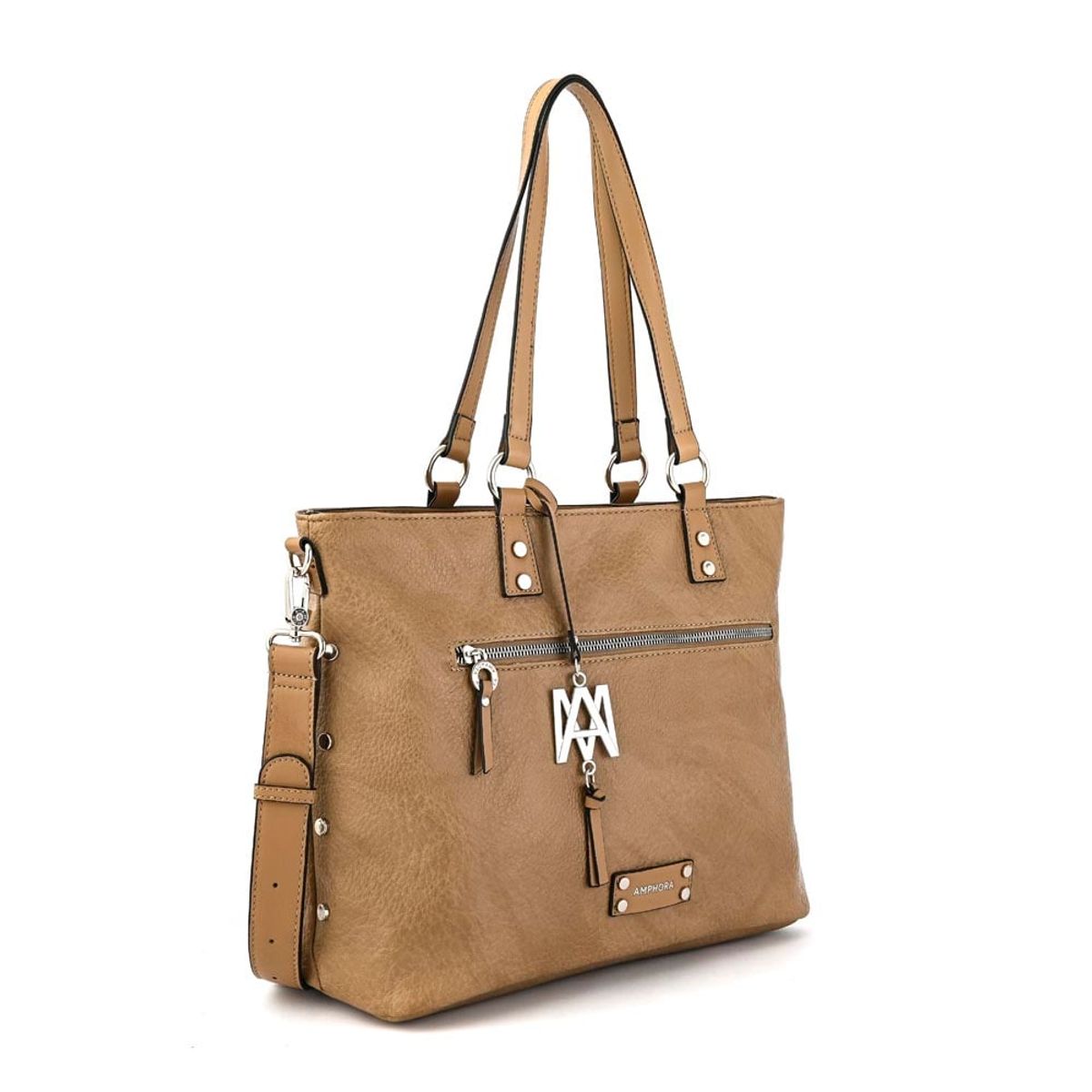 AMPHORA - Cartera tote porta notebook donatela mediana beige oscuro
