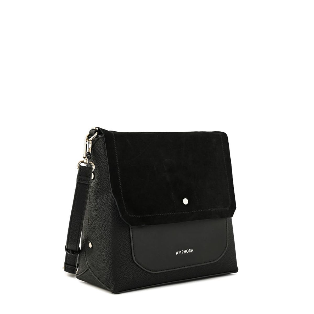AMPHORA - Cartera bandolera con tapa becca mediana negro