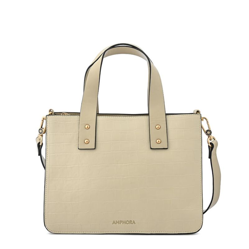 AMPHORA - Cartera dos asas mediana rivoli blanco crudo