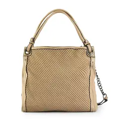 AMPHORA - Cartera Dos Asas Tres divisiones grande eda beige oscuro