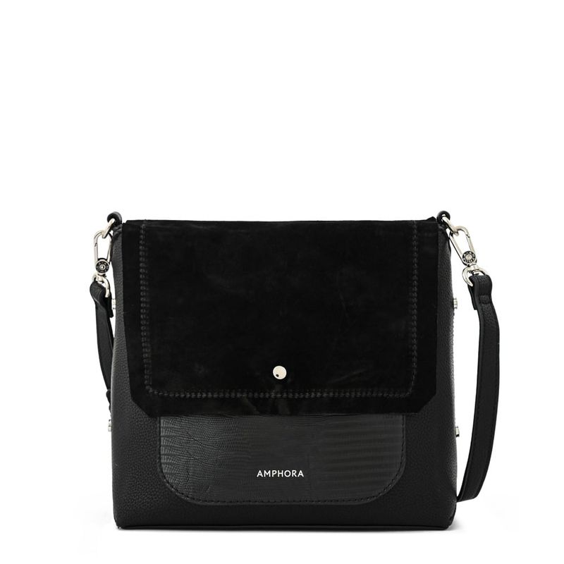 AMPHORA - Cartera bandolera con tapa mediana becca Negro especial