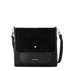 AMPHORA - Cartera bandolera con tapa mediana becca Negro especial