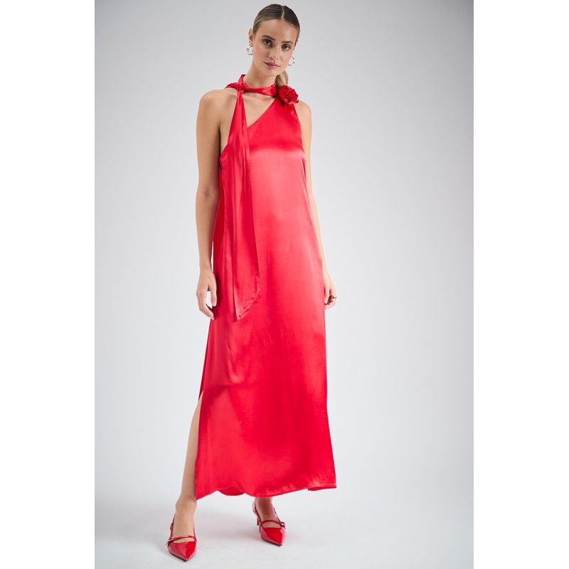 IO - Vestido Liso Largo Rojo iO