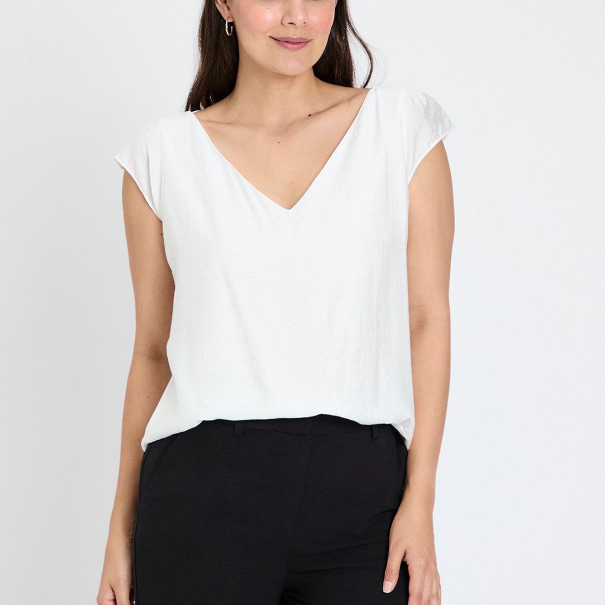 ASH - Blusa Manga Corta Crudo Mujer Ash