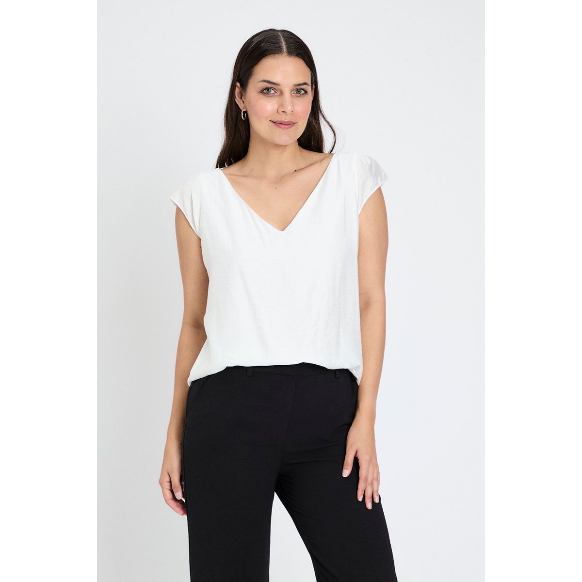 ASH - Blusa Manga Corta Crudo Mujer Ash