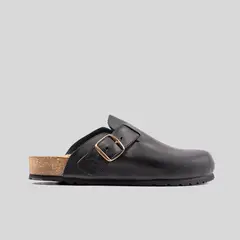 TRAUKO - Sandalia Hombre Cuero Negro Zueco