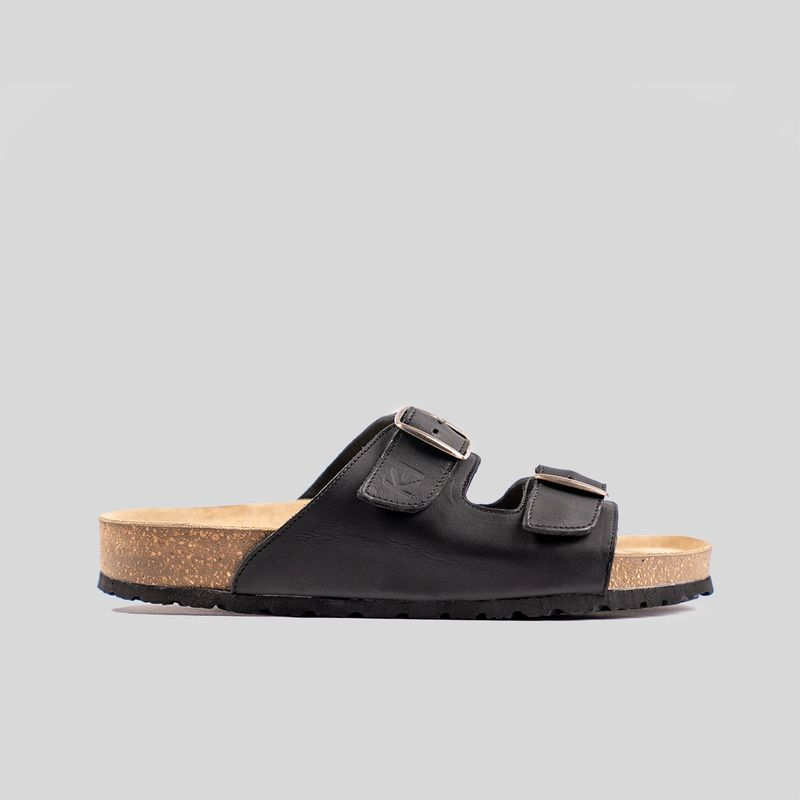 TRAUKO - Sandalia Hombre Cuero Negro Trauko Rapanui