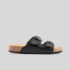 TRAUKO - Sandalia Hombre Cuero Negro Rapanui