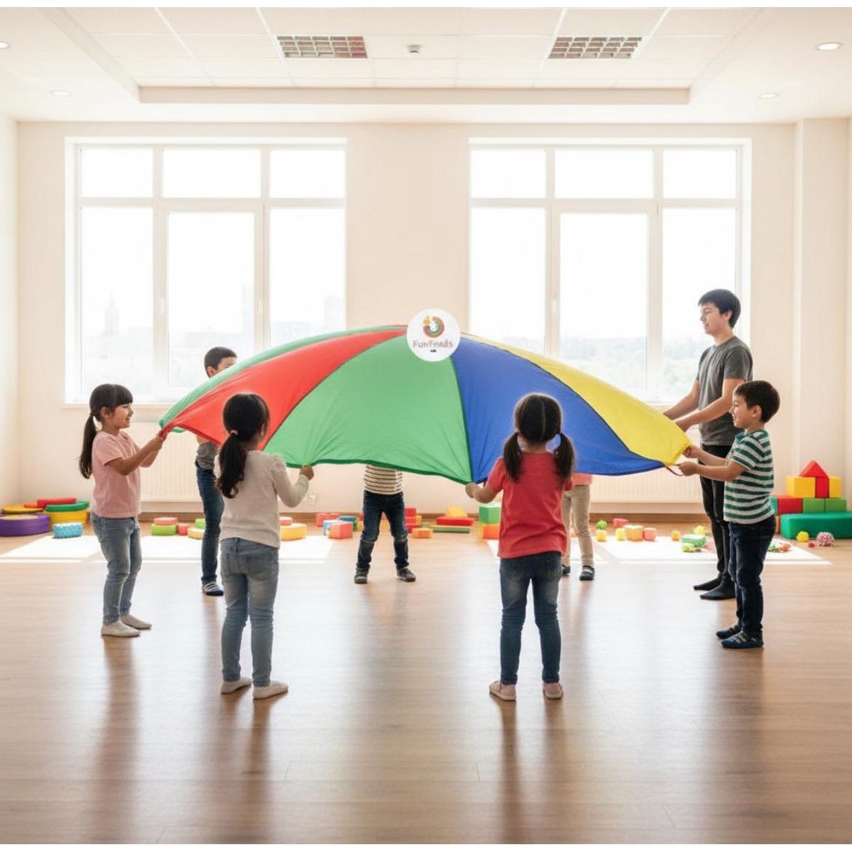 HAOKIDS - Paracaídas o parachute para dinámicas de juego grupal