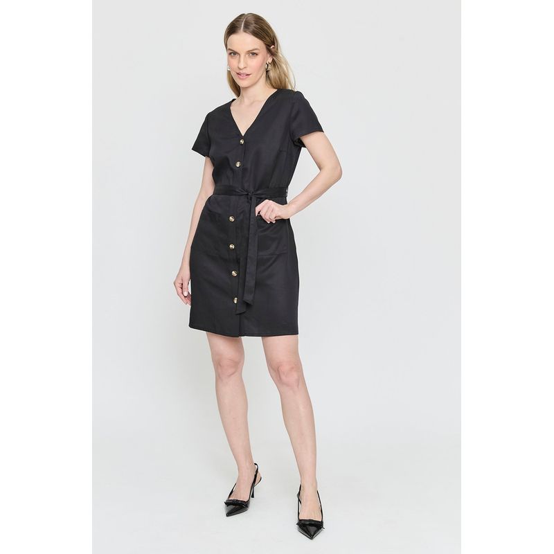 ASH - Vestido Liso Negro Ash