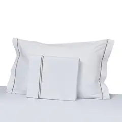 HOHOS CASA - Juego sábanas 1,5 plaza 200 hilos 50% alg - 50% pol, doble festón beige