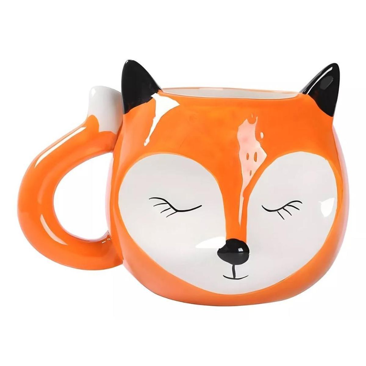 GENERICO - Tazón Zorrito  Fox Mug Ojos Cerrado - Blanco