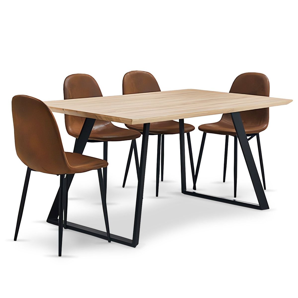 NOVAHUS - Comedor Soho Mesa 75x80x150 4 Sillas Pu Café.