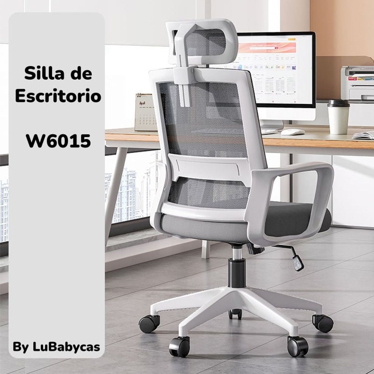 LUBABYCAS - Silla De Escritorio Blanca Apoya Cabeza LuBabycas