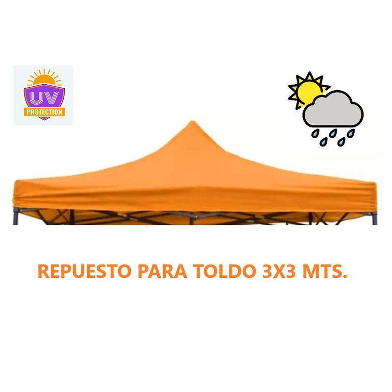 COMPRAPO - Carpa Lona Repuesto para Toldo 3x3 Impermeable Filtro UV Naranja