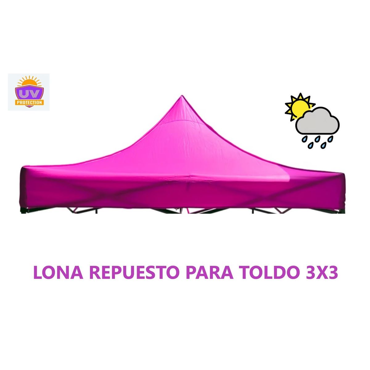 COMPRAPO - Carpa Lona Repuesto para Toldo 3x3 Impermeable Filtro UV Pink