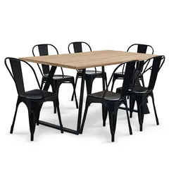 NOVAHUS - Comedor New York Mesa 75x80x150 6 Sillas Tolix Ind.