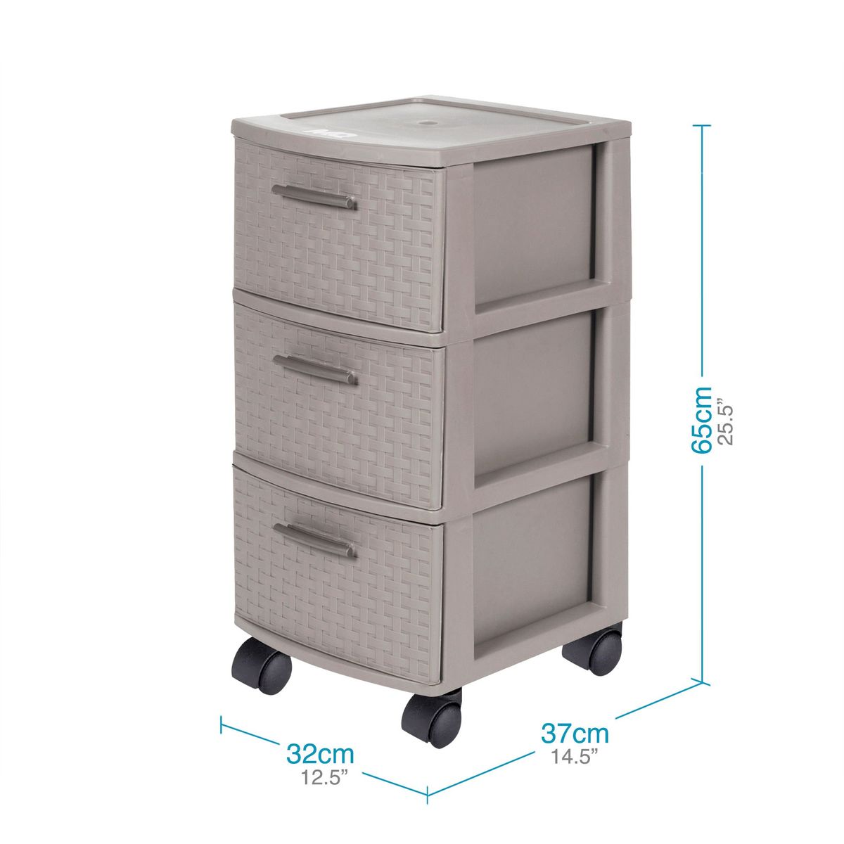 QRUBBER - Cajonero 3 Niveles Infinity Rattán Taupé MQ QRubber