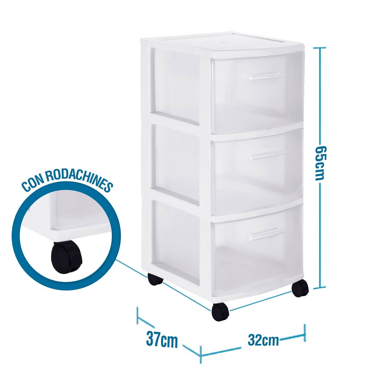 QRUBBER - Cajonero 3 Niveles Eclypse Blanco MQ QRubber