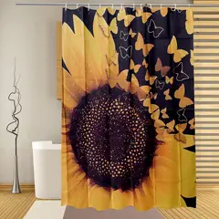 CHINITOWN - Cortina de Ducha Con Argollas Blanca Estampada