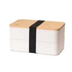 CHINITOWN - Lonchera Tapa Bamboo Dos Compártimientos Beige