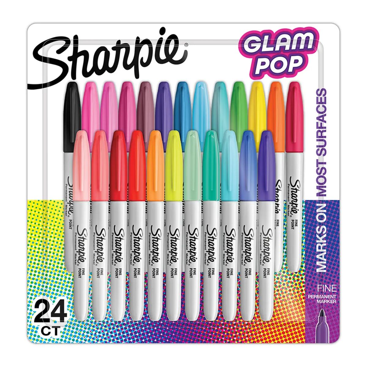 SHARPIE - Marcadores Permanentes Sharpie Glam Pop P/Fina 24 Colores