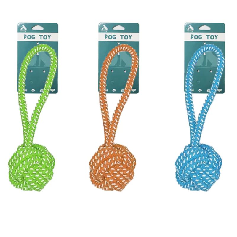 GENERICO - Pelota Con Cuerda Trenzada Color Aleatorio 18cm 60g