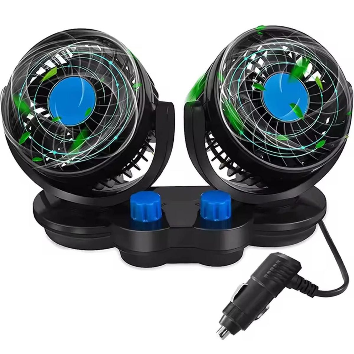 GENERICO - Ventilador Doble Para Auto 12V Ventilador Giratorio