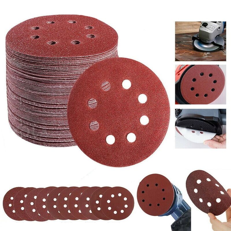 KUANGYE - Set 165 Lijas Velcro Con 8 Orificios 125mm 5 Pulgadas