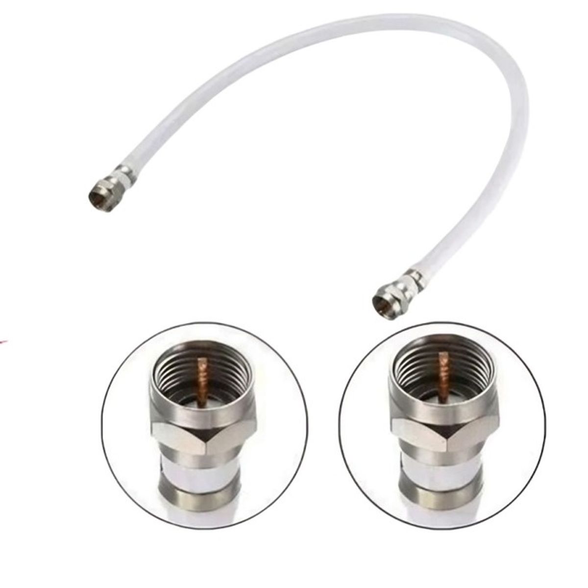 OEM - Rollo Coaxial RG-6 20m con Terminales Color Blanco