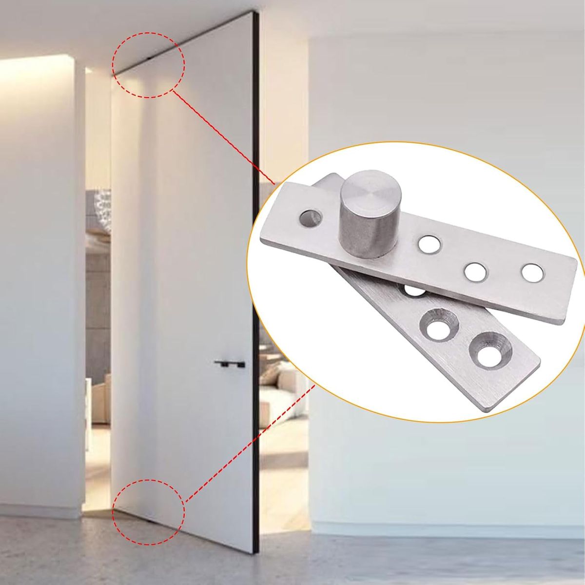 KUANGYE - 2 Bisagra 150mm Puerta Giratoria Pivote Eje Oculta Acero