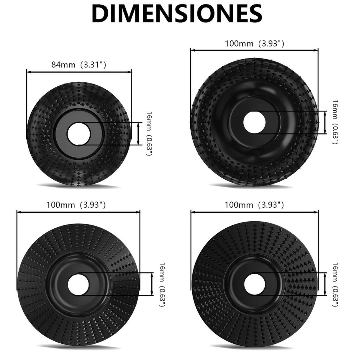 KUANGYE - Disco Desgaste De Madera Estándar 16 Mm Lijado Esmeril 4pcs negro