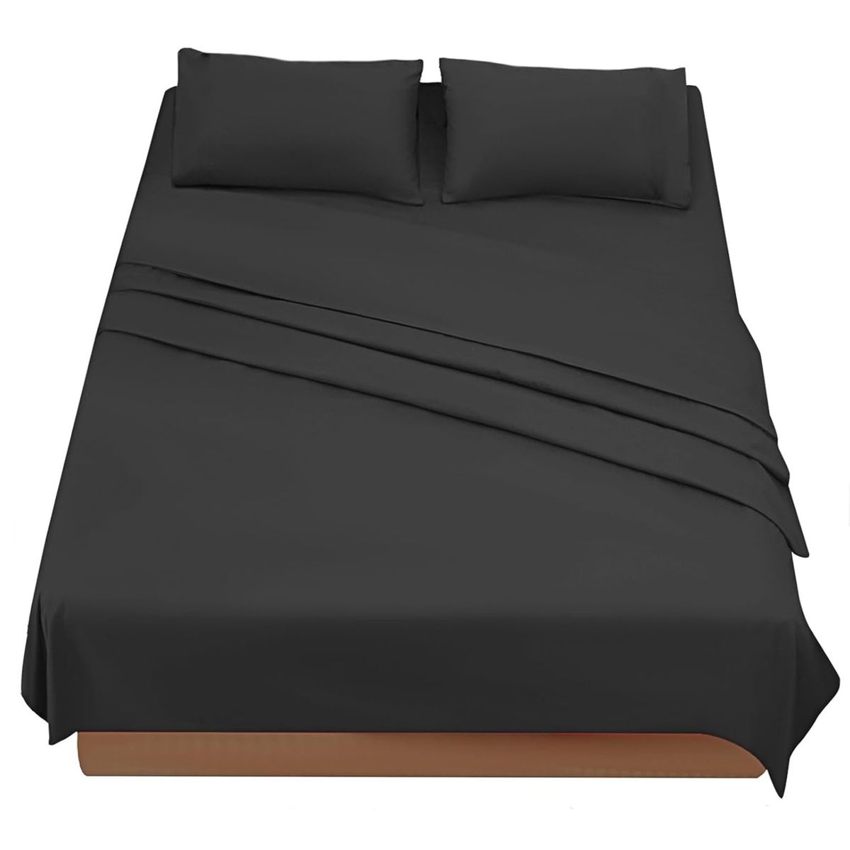 GENERICO - Juego Sábanas 4 Piezas 2 plazas Negro